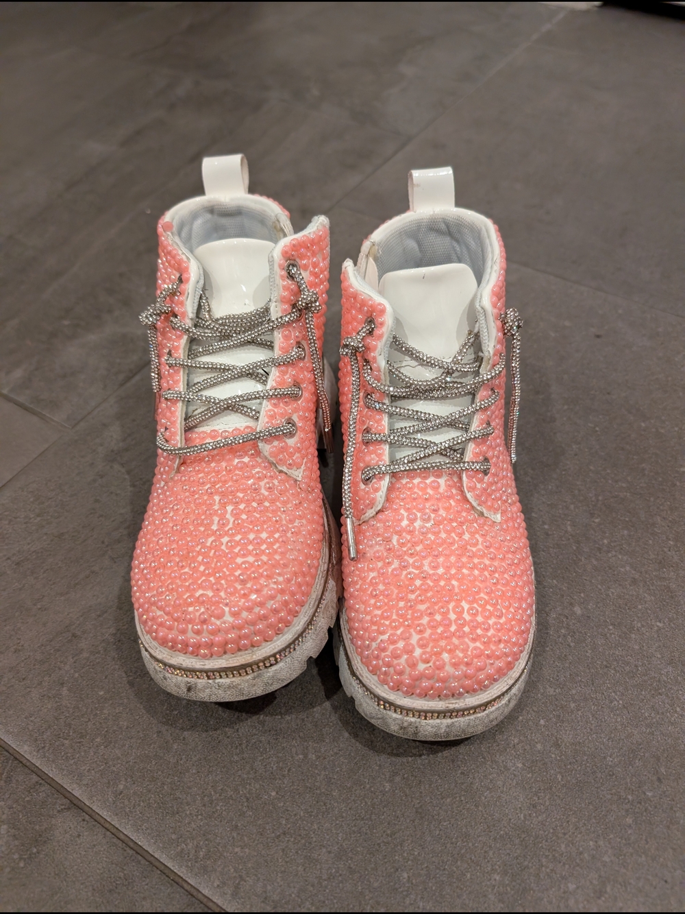 Lola + The Boys Pink Embellished Lace-Up Boots